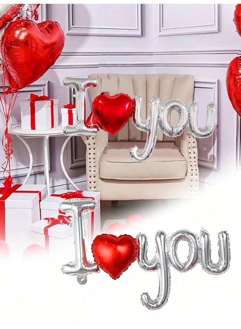 Valentine's Day decoration: A single metallic heart-shaped balloon with the words "I love you" adds a special and romantic touch to celebrating Valentine's Day, anniversaries, and all occasions. - Image 4